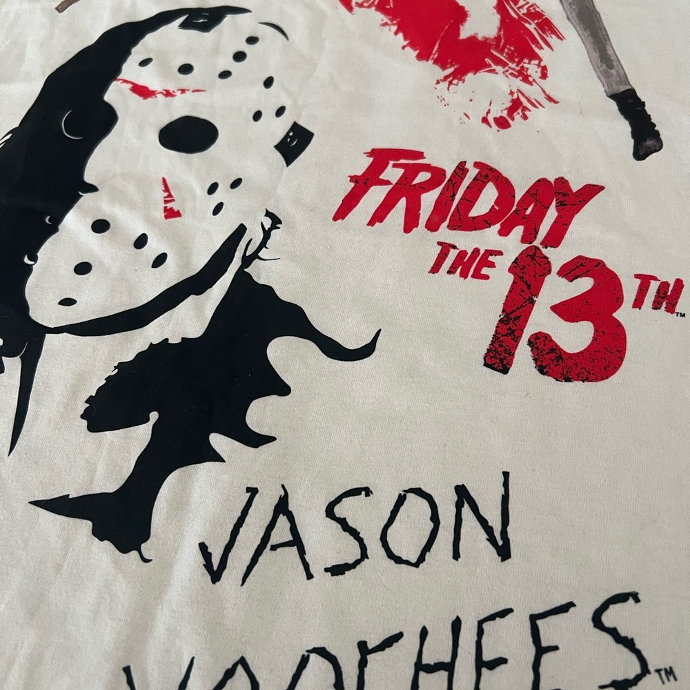 New Friday The 13th Jason Mask Mens White Vintage Throwback T-Shirt Large - Picture 3 of 8